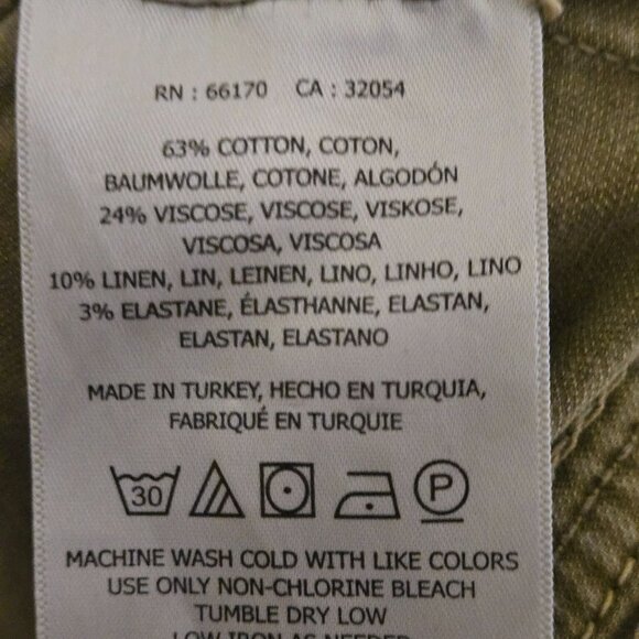 Anthropologie Khaki Linen Cotton Blend Patch Pocket Comfort Pants Size 30 - Picture 6 of 6